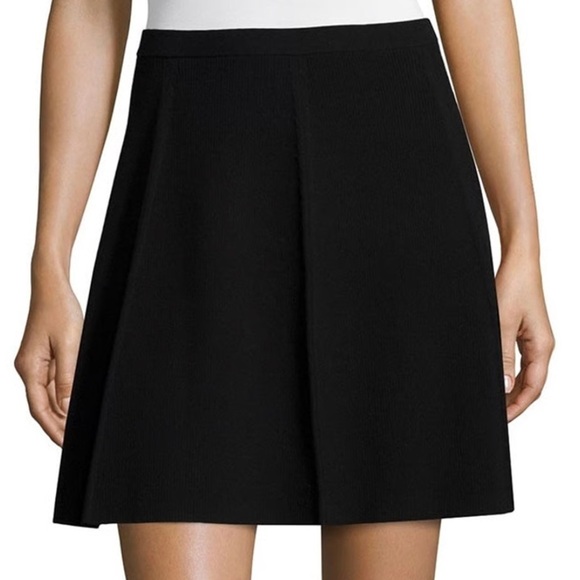 Theory Arryn Prosecco Viscose Knit Ribbed Black A Line Mini Skirt EUC Size XS - Picture 1 of 12